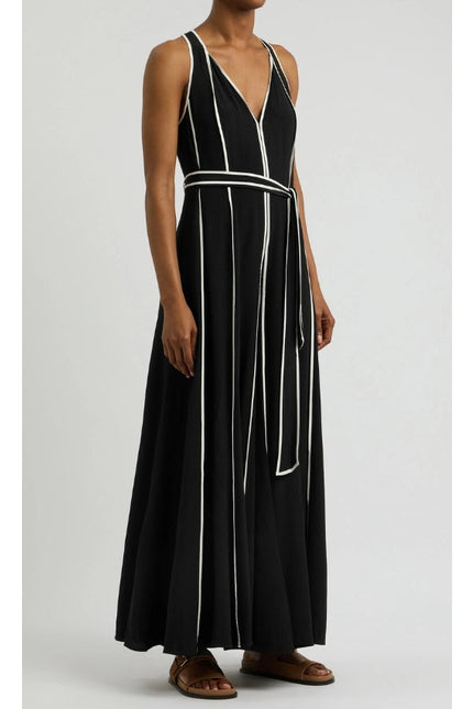 DIANE VON FURSTENBERG Jasper Wide Leg Jumpsuit Black and White NWT Women's L