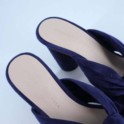 Loeffler Randall Celeste Heeled Sandals Eclipse Navy Front Knot Women's 5.5