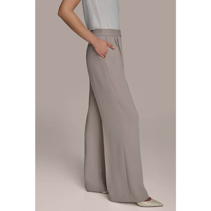 DONNA KARAN Pinstripe Wide Leg Dress Pants NWT Cobblestone Cream Women's 10P