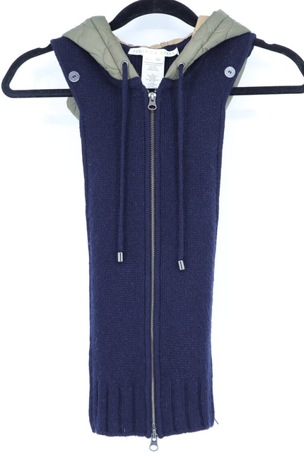 VERONICA BEARD Orine Navy Quilted Hoodie Dickey Wool Sweater Women's OS