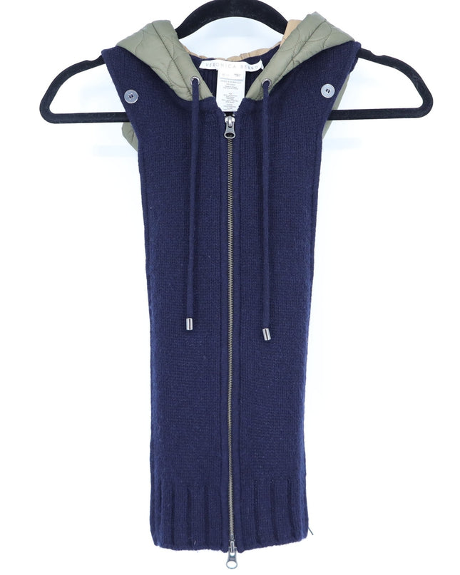 VERONICA BEARD Orine Navy Quilted Hoodie Dickey Wool Sweater Women's OS