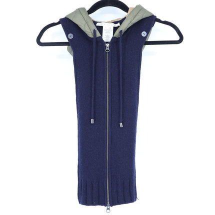 VERONICA BEARD Orine Navy Quilted Hoodie Dickey Wool Sweater Women's OS