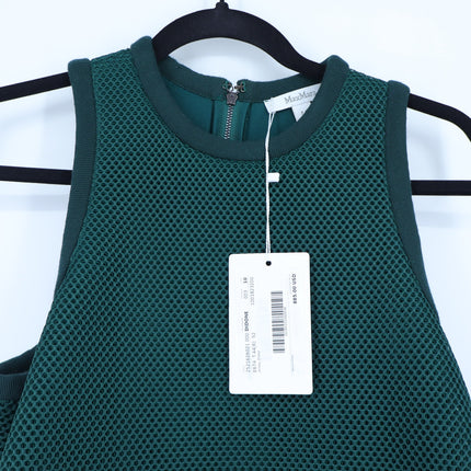 MaxMara Didone Netted Mini Dress NWT Green Sleeveless Mesh Flared Women's 10