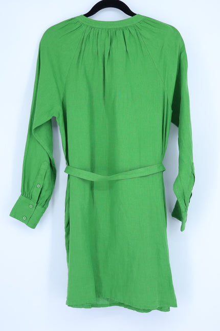 J. CREW Green Cabana Linen Mini Shift Dress NWT Summer Moss Belted Women's S