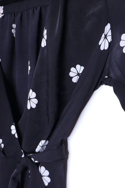 KATE SPADE Black Spade Clover Toss Belted Wrap Dress Long Sleeve Women's 10
