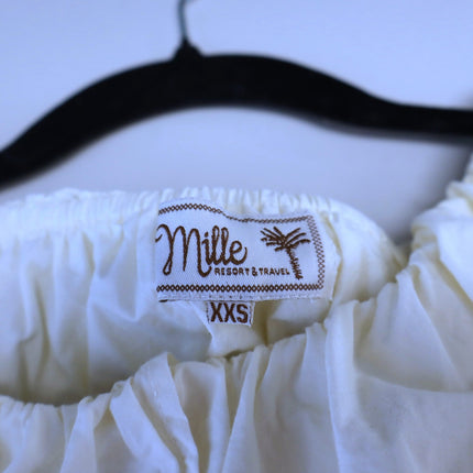 Mille Beja Ruffle Top Ivory Cotton Flutter Sleeve Blouse Women's XXS