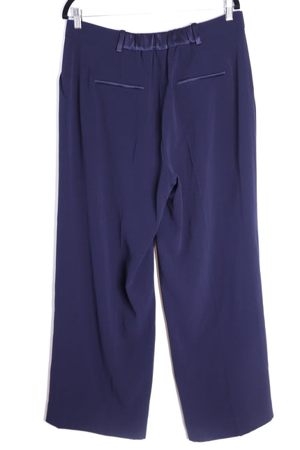 THE FOLD Clever Crepe Adelaide Wide Leg Trousers Navy Blue High Rise Women's 10