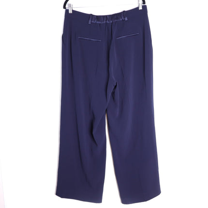 THE FOLD Clever Crepe Adelaide Wide Leg Trousers Navy Blue High Rise Women's 10