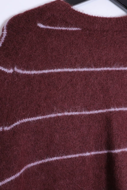 PISTOLA Ivy Pullover Sweater Terra Stripe Maroon Oversized Long Sleeve Women's S