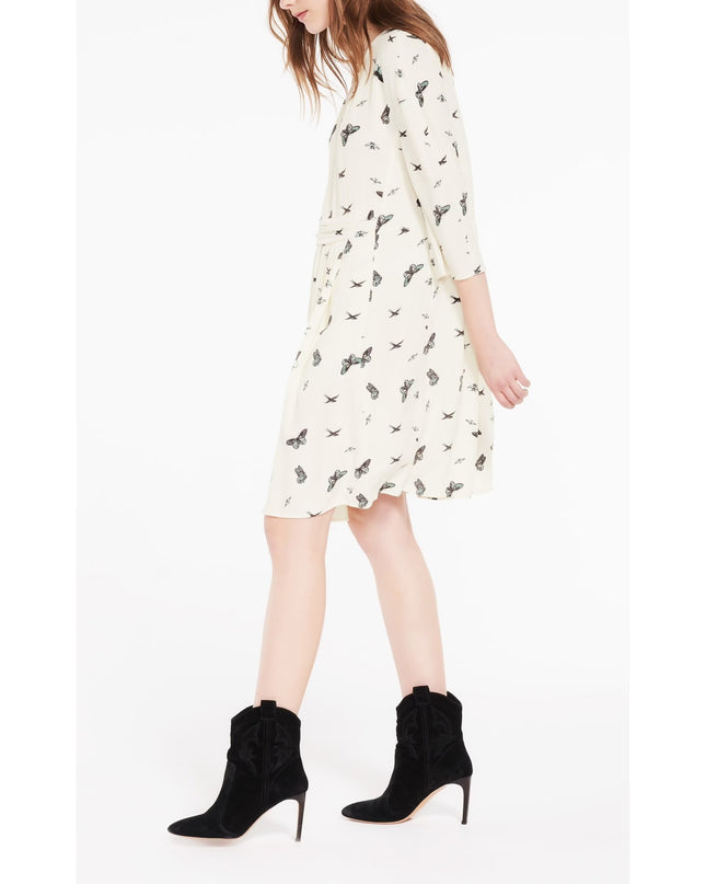 BA&SH Bunkie Dress Ecru Butterfly Bird Print Mini Lady Dress Women's 1/US 6