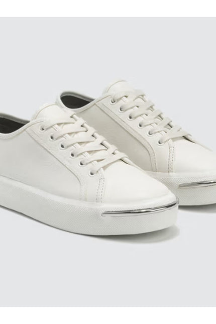 ALEXANDER WANG Pia Leather Sneakers White Low Top Lace Up Women's 38/US 8