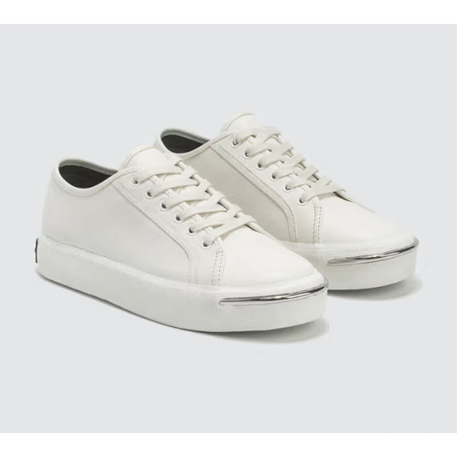 ALEXANDER WANG Pia Leather Sneakers White Low Top Lace Up Women's 38/US 8