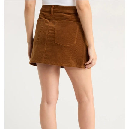 Alice + Olivia Joss Corduroy Mini Skirt Brown NWT Button Fly Women's 26