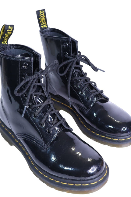 DR. MARTENS 1460 Patent Leather Combat Boots Black Lace Up Women's 7