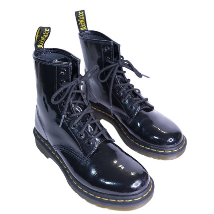 DR. MARTENS 1460 Patent Leather Combat Boots Black Lace Up Women's 7