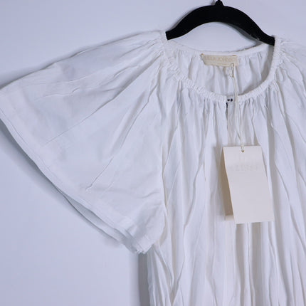 ULLA JOHNSON Jessa Mini Dress NWT Pristine White Pleated Cotton Poplin Women's 2