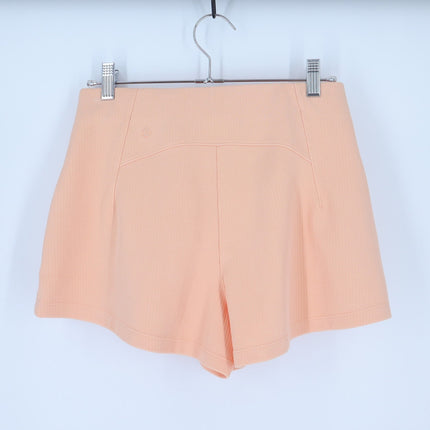 Lululemon Ribbed High Rise Short Peach Bellini 2" Softstreme Pull On Women's 6