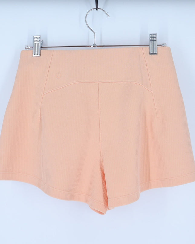 Lululemon Ribbed High Rise Short Peach Bellini 2" Softstreme Pull On Women's 6