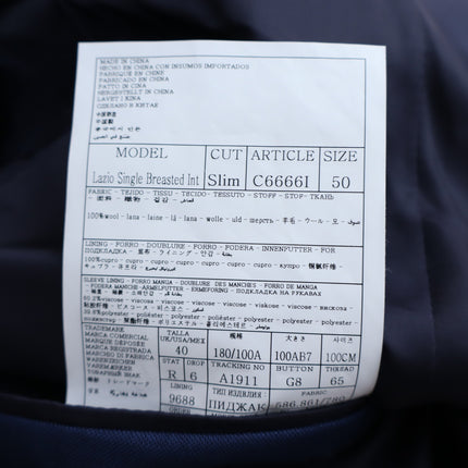 SUITSUPPLY Lazio Slim Sport Coat Mid Blue Wool Single Breasted Men's 50/US 40