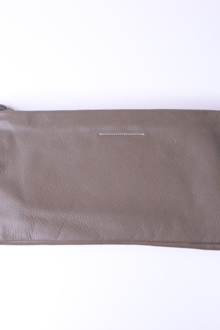 MM6 Dark Taupe Clutch Maison Martin Margiela Pebbled Leather Two Pocket Wallet