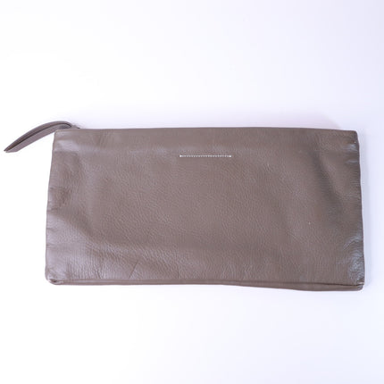 MM6 Dark Taupe Clutch Maison Martin Margiela Pebbled Leather Two Pocket Wallet