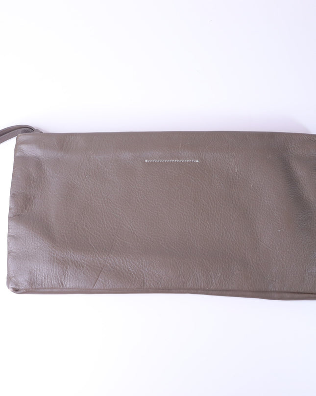 MM6 Dark Taupe Clutch Maison Martin Margiela Pebbled Leather Two Pocket Wallet