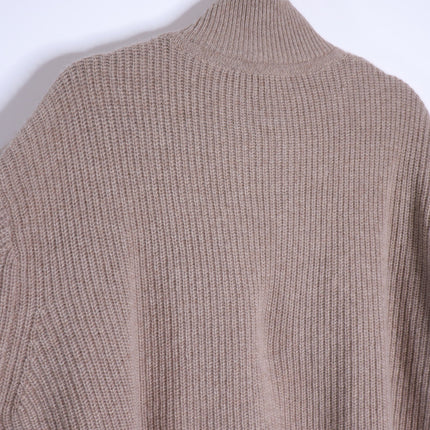 JENNI KAYNE Stone 100% Cashmere Half Zip Pullover Sweater Undyed Women's M