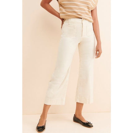 Maeve The Colette Corduroy Trousers Ivory Cropped Wide Leg Pants Women's 26