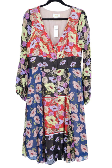 MAEVE Gardenia Wrap Dress Multicolored Floral NWT Long Sleeve Women's 8