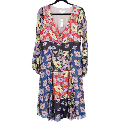 MAEVE Gardenia Wrap Dress Multicolored Floral NWT Long Sleeve Women's 8