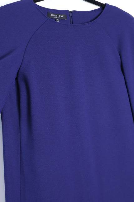 LAFAYETTE 148 Navy Blue Cape Dress Short Sleeve Round Neck Women's LP