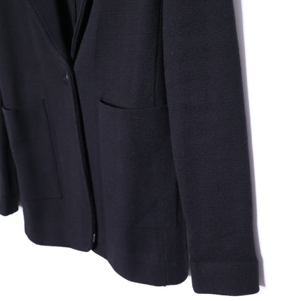 MINNIE ROSE Cotton Blend Boyfriend Blazer Black One Button Unlined Women's S