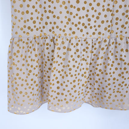 AKRIS PUNTO Sleeveless Polka Dot Flounce Dress Tan Gold Knee Length Women's 6