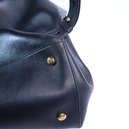 SALVATORE FERRAGAMO Trifolio Leather Backpack Black Top Handle Convertible