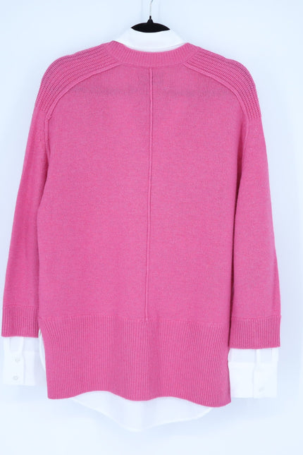 BROCHU WALKER Looker Layered V-Neck Sweater Pink Cashmere Pullover Women's S
