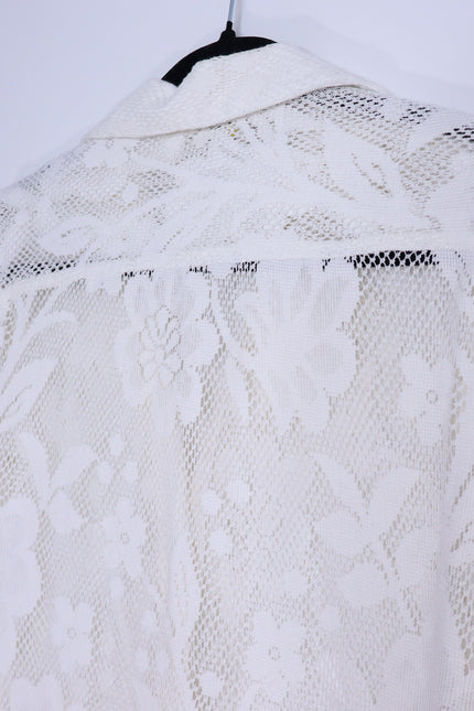 HEMANT & NANDITA Chemical Lace Button Front Shirt White Floral Women's XS