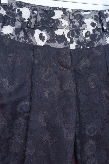 VERA WANG Brocade Silk Dress Pants Floral Black and Silver Women's 0