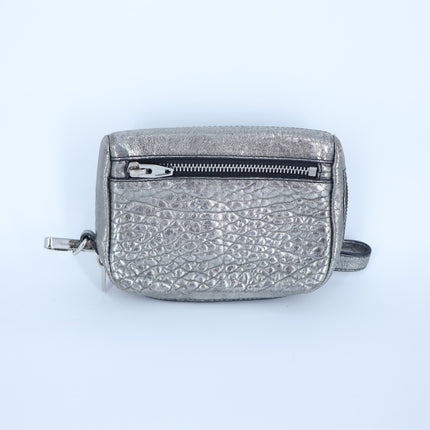 Alexander Wang Fumo Wristlet Metallic Silver Pebbled Leather Wallet