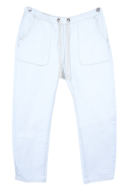 ONE TEASPOON Shabbies Drawstring Jeans White Straight Leg Boyfriend Women's M