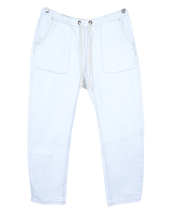ONE TEASPOON Shabbies Drawstring Jeans White Straight Leg Boyfriend Women's M