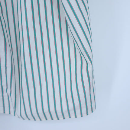 Frame V Neck Popover Blouse Green Gem Stripe Half Sleeve Women's M