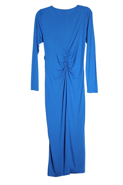 REISS Rosie Long Sleeve Maxi Dress Blue Side Ruching Women's 8