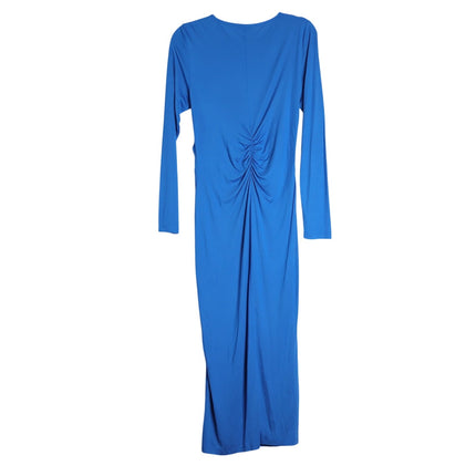 REISS Rosie Long Sleeve Maxi Dress Blue Side Ruching Women's 8