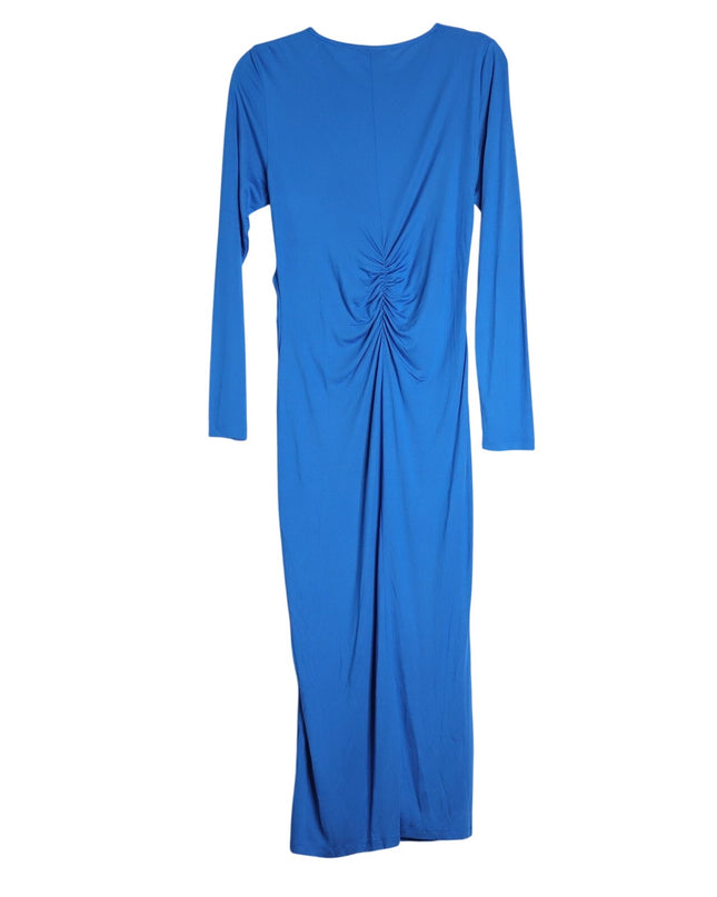REISS Rosie Long Sleeve Maxi Dress Blue Side Ruching Women's 8