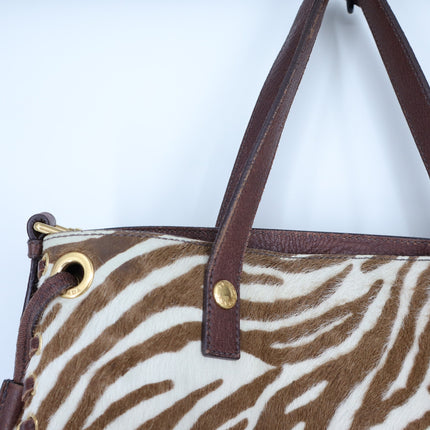 PRADA Spectrum Zebra Print Crossbody Bag Dyed Calf Fur Convertible Luxury Purse