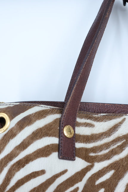 PRADA Spectrum Zebra Print Crossbody Bag Dyed Calf Fur Convertible Luxury Purse