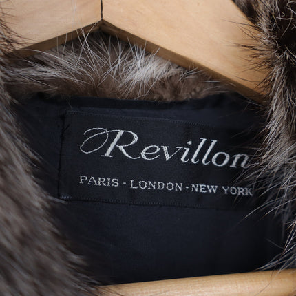 REVILLON Fox Fur Coat Saks Fifth Ave Brown and White Authentic Luxury Women's M
