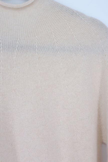 MAXMARA High Neck Cashmere Sweater Ivory Long Sleeve Quiet Luxury Women's L