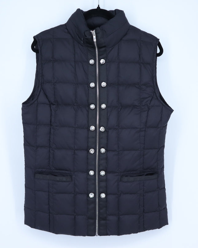 Ciao Milano Celia Goose Down Vest Black Hooded Puffer Sleeveless Women's L