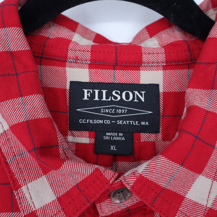 Filson Alaskan Flannel Shirt Red Cream Plaid Button Up Shirt Men's XL